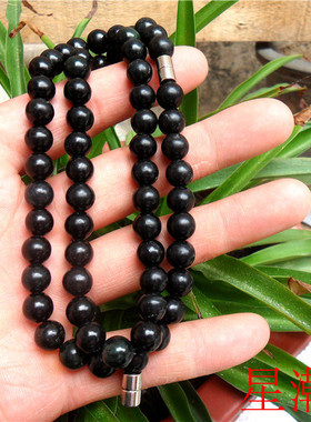 天然新疆保健项链墨绿玉