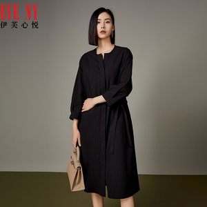 EVE‘NY/伊芙心悦秋季新款百搭女装衬衫裙子休闲通勤长袖连衣裙女