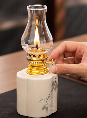 复古陶瓷酥油灯露营氛围灯家居古风小油灯长明灯供奉摆件茶室