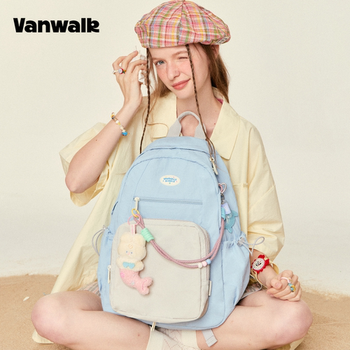 VANWALK泡泡岛 原创个性痛层双肩背包少女新款出游初中高中生书包 - 图2