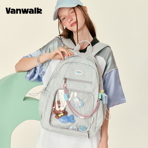 VANWALK泡泡岛 原创个性痛层双肩背包少女新款出游初中高中生书包 - 图3