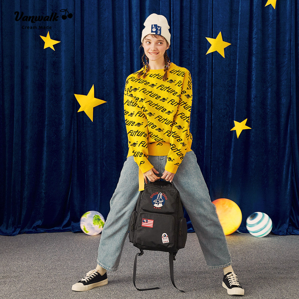 vanwalk宇航系列女韩版潮双肩包 出走双肩背包