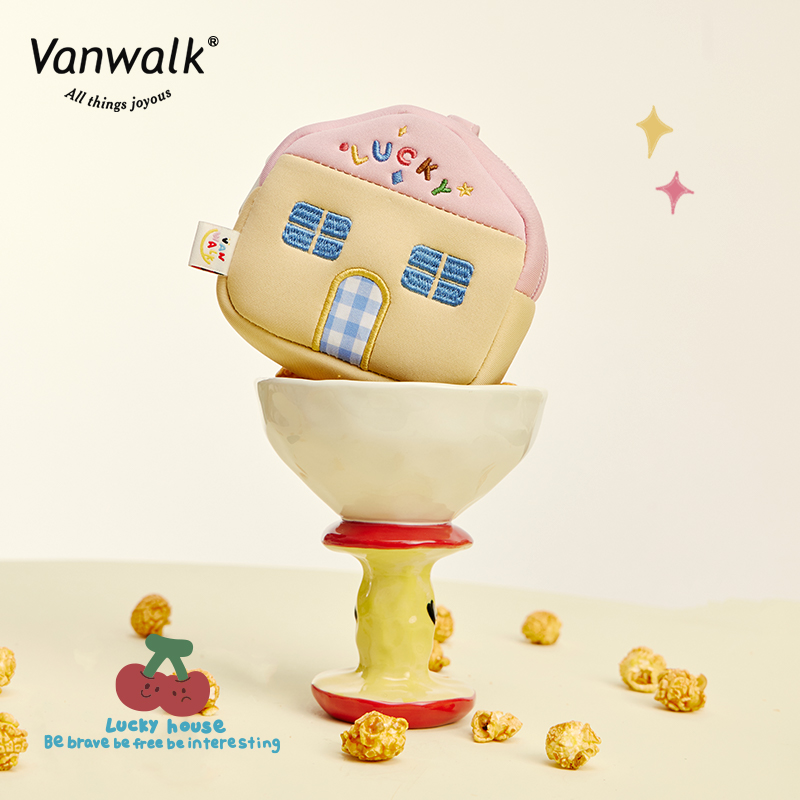 VANWALK lucky house 手工卡通可爱挂绳零钱包少女迷你收纳小包包