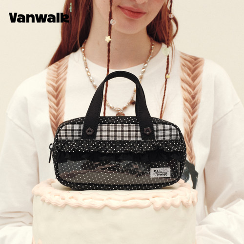 VANWALK手账屋 小众设计大容量裙边少女痛层笔袋学生二次元装饰高颜值铅笔文具便携多功能手提化妆收纳包痛包 - 图2