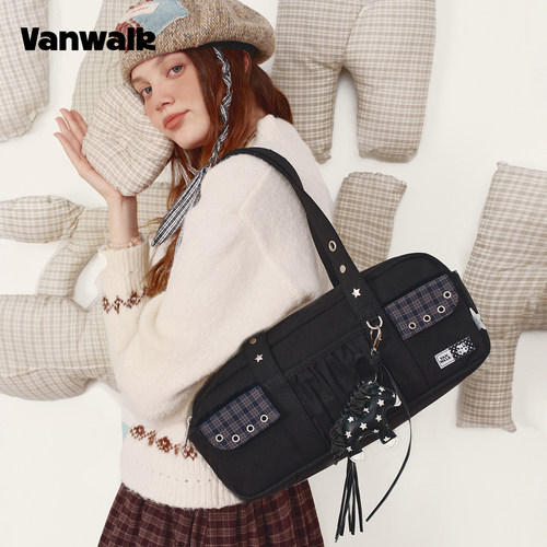 VANWALK lucky pony新款少女波点单肩包通勤百搭外出手提腋下包包 - 图1