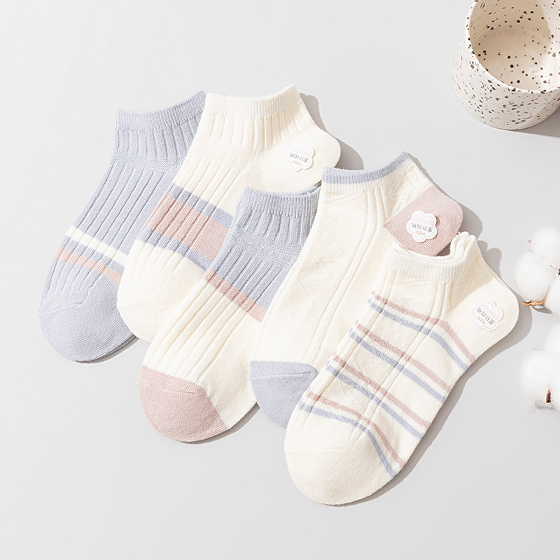 日系奶油风短袜女夏季薄款纯棉袜子女款双针低腰船袜吸汗防臭女袜,淘宝优惠券,粉丝福利购,淘宝优惠卷