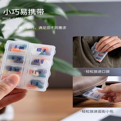 西药分装盒每周药盒便捷式老年人外出分类一日三次食品级随身迷你 - 图2