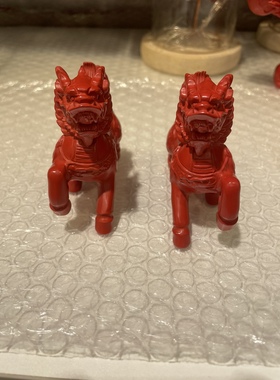 朱砂高含量红砂麒麟摆件一对朱砂