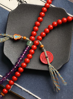 朱砂手串4mm多圈三圈项链女款砂