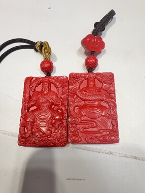 天然朱砂红砂水飞砂关公关二爷小号吊坠挂件钥匙扣挂件挂本命年款