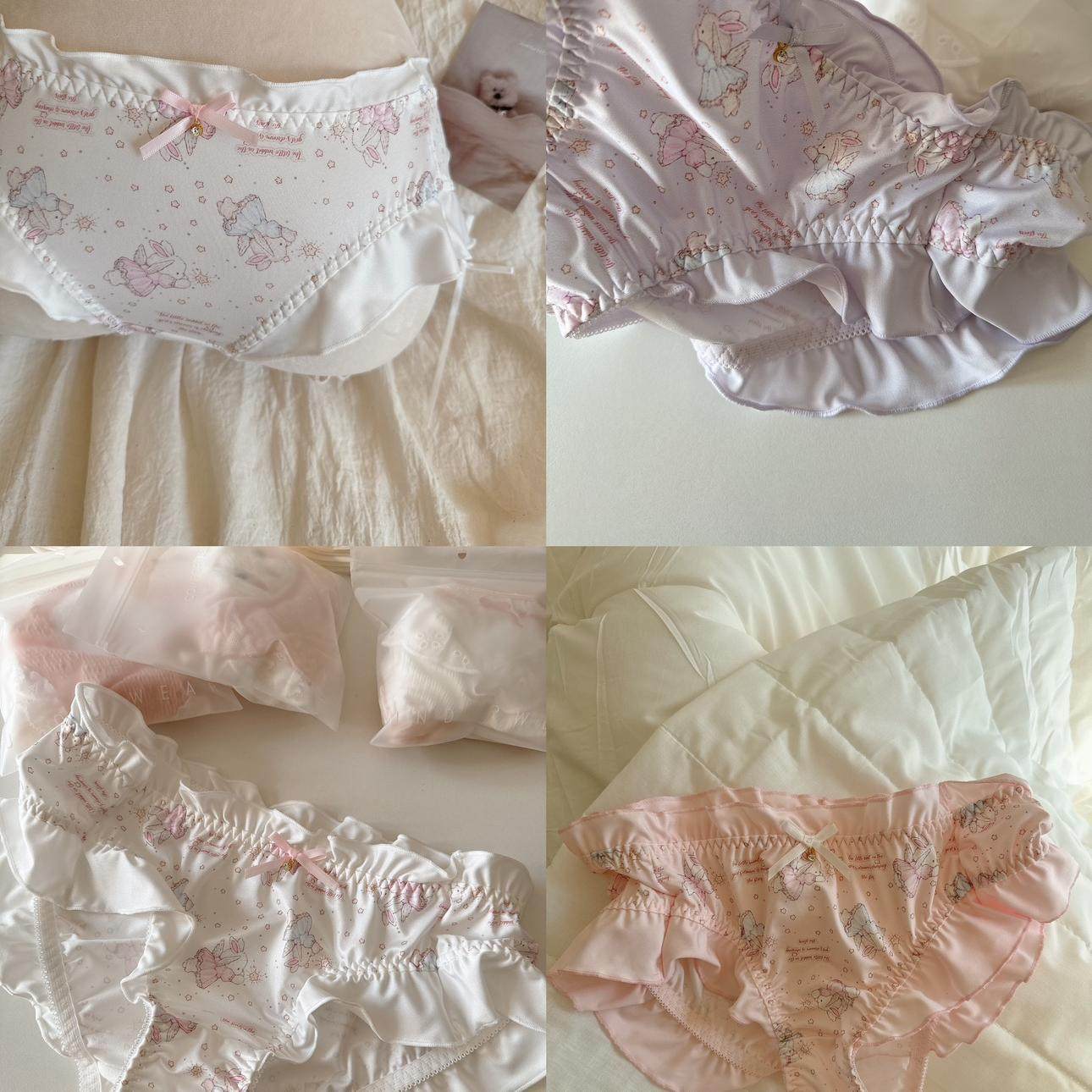 童话爱丽丝 天使兔。日系洛丽塔可爱少女满印牛奶丝荷叶边内裤女,淘宝优惠券,粉丝福利购,淘宝优惠卷