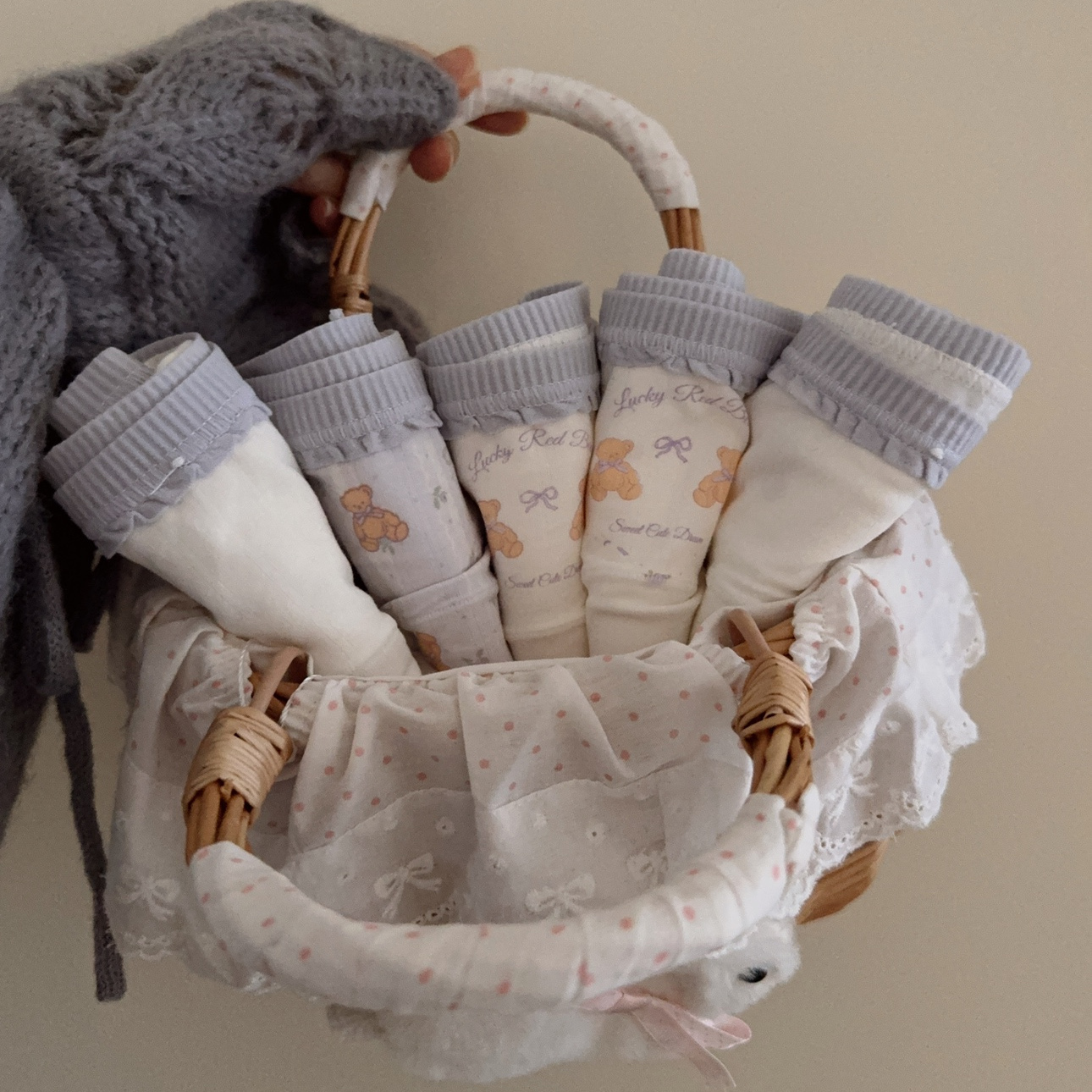 “芋泥碎花熊”5条装紫色系甜美少女风可爱纯棉10A抗菌加长裆内裤 - 图1