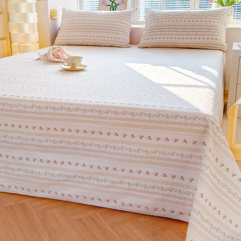 小清新纯棉床单单件100全棉碎花被单人女枕套三件套宿舍1.5米炕单
