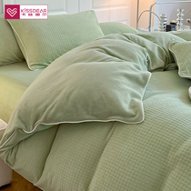 Winter Milk Suede Four Pieces Of Coral Suede Flannel Flannel With Suede Bed Linen Bed Bamboo bed Three sets in bed