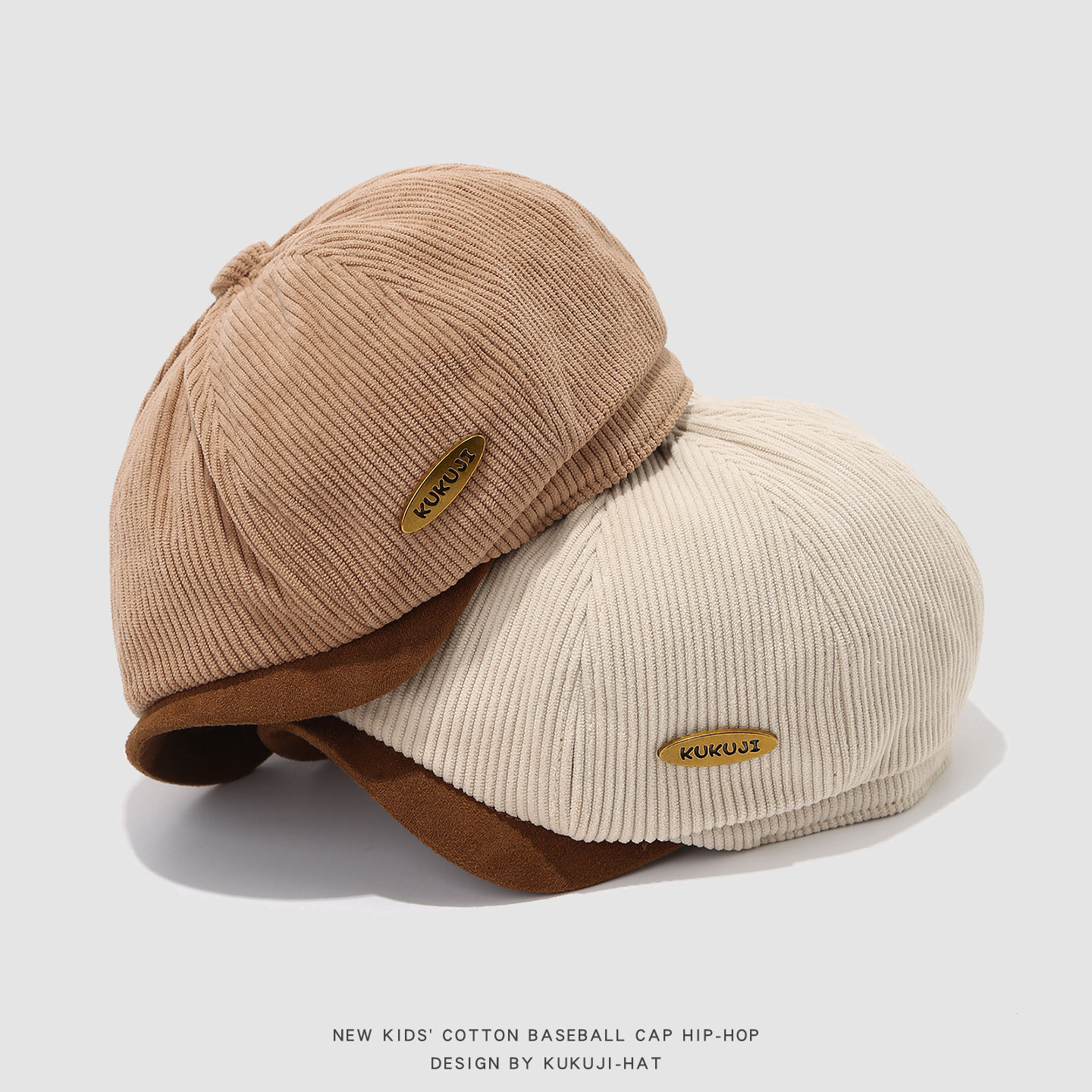 日系复古灯芯绒前进帽子儿童春秋百搭文艺报童帽小众画家帽鸭舌帽,淘宝优惠券,粉丝福利购,淘宝优惠卷