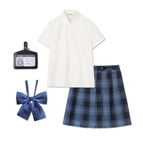 东京岁时记JK女衬衫半身裙女夏薄款百褶裙格裙水梨町短裙制服套装 - 图3