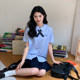 Blue Thai school uniform short sleeve Thai shirt for women