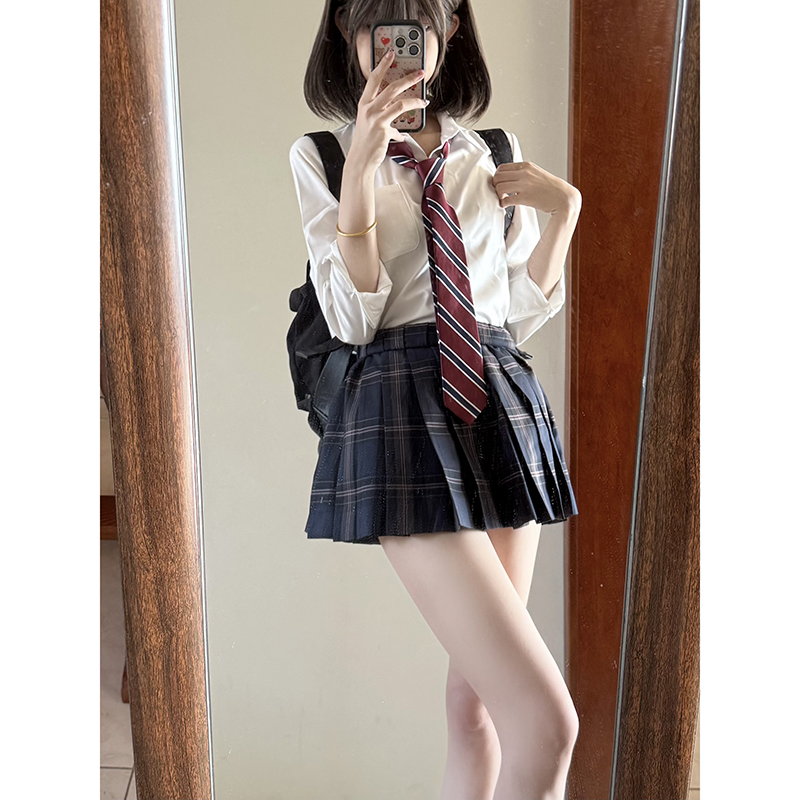 东京岁时记jk制服原创正版白色衬衫女夏小个子衬衣半身裙短裙套装 - 图3