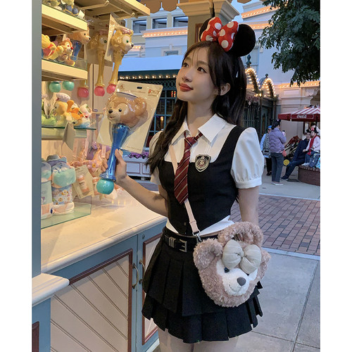 惠子小姐学院风制服套装巨好看假两件衬衫短袖半身裙东京岁时记JK - 图2