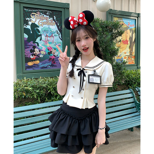 可可少女黑色蛋糕裙可爱半身裙女夏新款短裙a字半裙东京岁时记JK - 图1