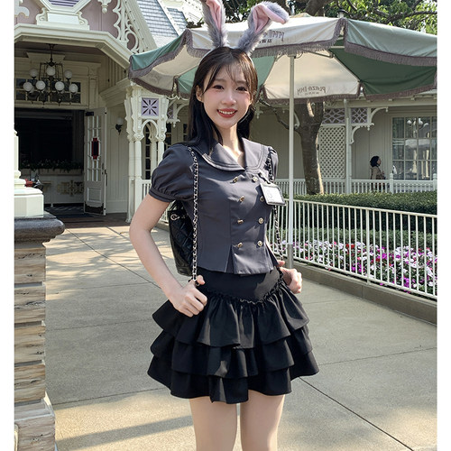 可可少女黑色蛋糕裙可爱半身裙女夏新款短裙a字半裙东京岁时记JK - 图3