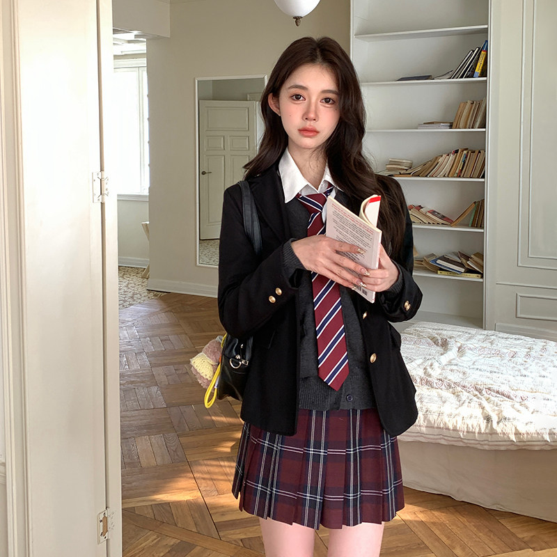 东京岁时记jk制服黑色西服外套女新款西服套装高级感布朗茶茶套装,淘宝优惠券,粉丝福利购,淘宝优惠卷
