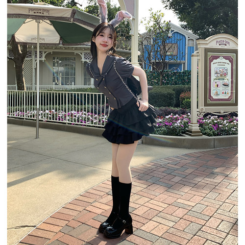 可可少女黑色蛋糕裙可爱半身裙女夏新款短裙a字半裙东京岁时记JK - 图2