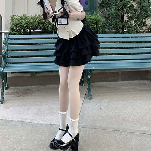 可可少女黑色蛋糕裙可爱半身裙女夏新款短裙a字半裙东京岁时记JK - 图0