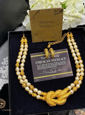 【中古风】新欧美vintage中古埃及艳后巴洛克珍珠古董项链锁骨链