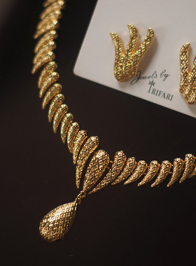 法式复古流苏耳环Trifari翠法丽monet莫奈中古vintage耳夹项链