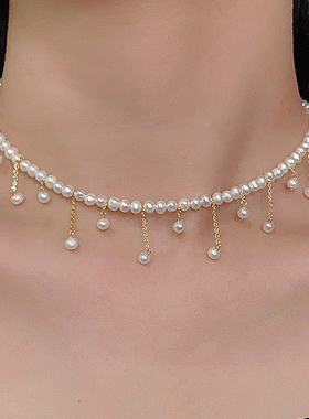 手工设计感不掉色颈链淡水珍珠