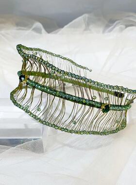 轻奢手工串珠水晶发箍新款重工编织镶钻网状头箍韩国网红百搭发饰