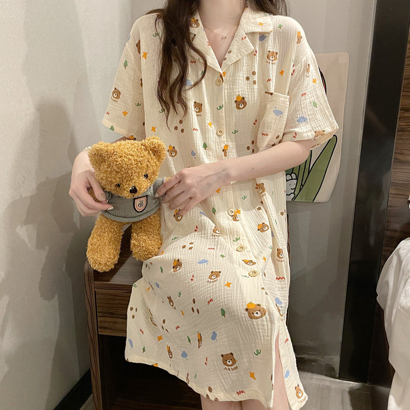 夏季款短袖纯棉婴儿棉日系甜美睡裙 樱丝芳睡裙