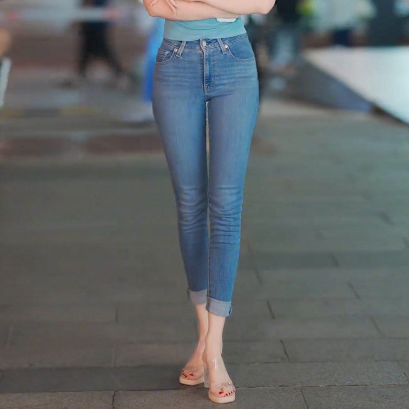 夏季薄款韩版气质牛仔裤女弹力紧身小脚裤高腰时尚简约包臀九分裤,淘宝优惠券,粉丝福利购,淘宝优惠卷