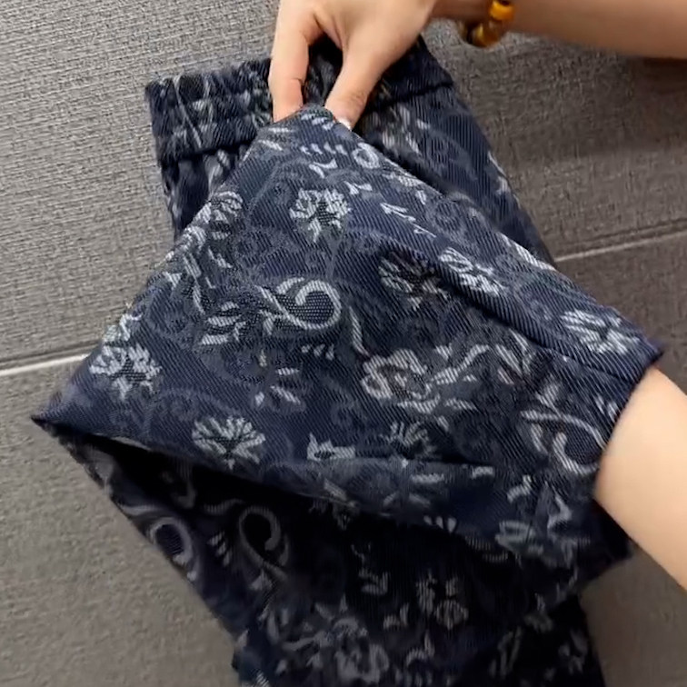 2025秋冬季新款宽松休闲时尚哈伦裤青花瓷印花通勤九分萝卜裤子,淘宝优惠券,粉丝福利购,淘宝优惠卷