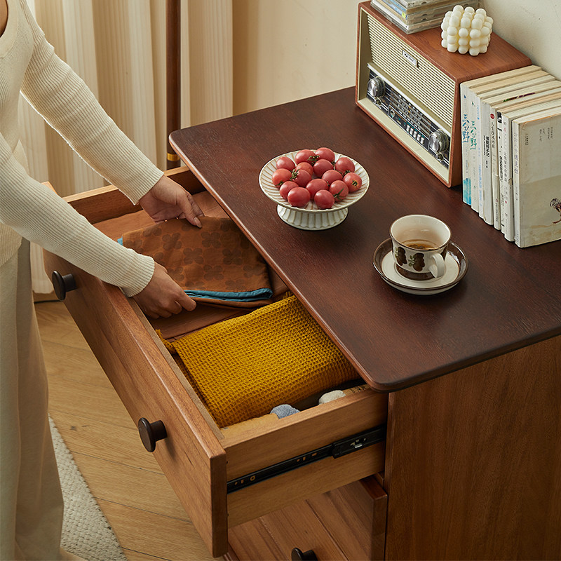 金多喜中古风实木斗柜复古小户型卧室床尾储物收纳柜转角落地边柜,淘宝优惠券,粉丝福利购,淘宝优惠卷