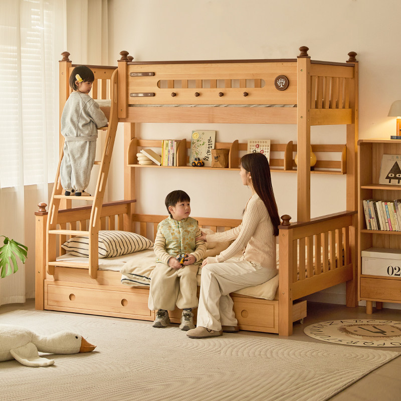 金多喜上下床双层床实木上下铺原木风高低床榉木儿童床加厚子母床
