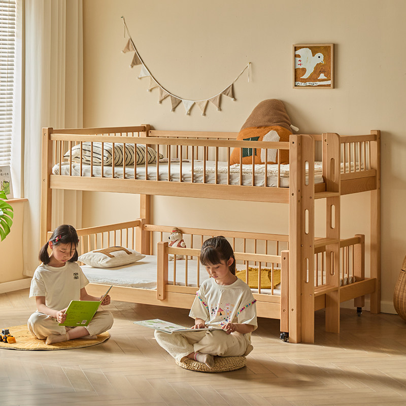 金多喜儿童实木高低床带护栏可移动子母床小户型双层床半高床,淘宝优惠券,粉丝福利购,淘宝优惠卷