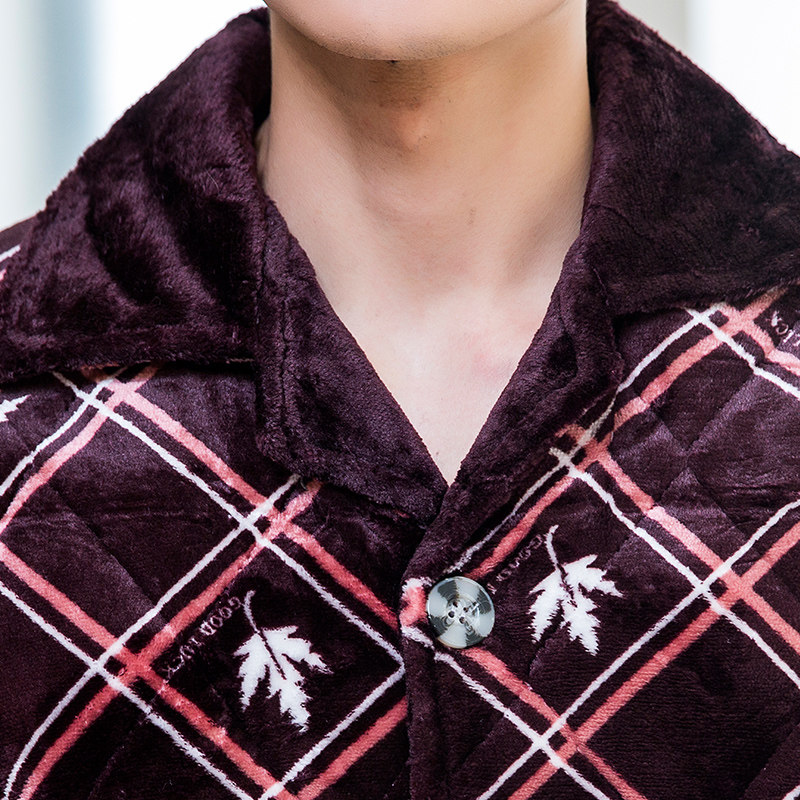 睡衣男士加厚三层珊瑚绒夹棉法兰绒棉袄大码长袖家居服套装外穿,淘宝优惠券,粉丝福利购,淘宝优惠卷