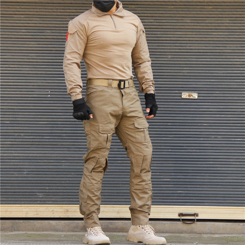 春秋工作服耐磨小脚工装战术裤户外迷彩服套装修身休闲透气工装裤 - 图0