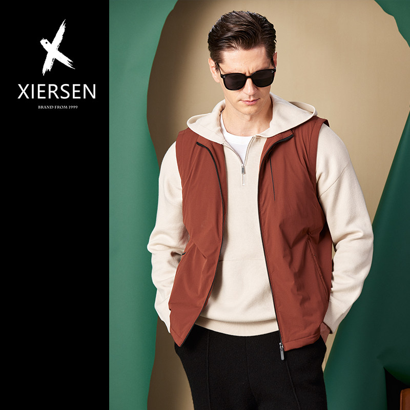 秋冬欧洲站立领薄款棉服马甲男无袖背心坎肩填充桑蚕丝棉时尚休闲,淘宝优惠券,粉丝福利购,淘宝优惠卷