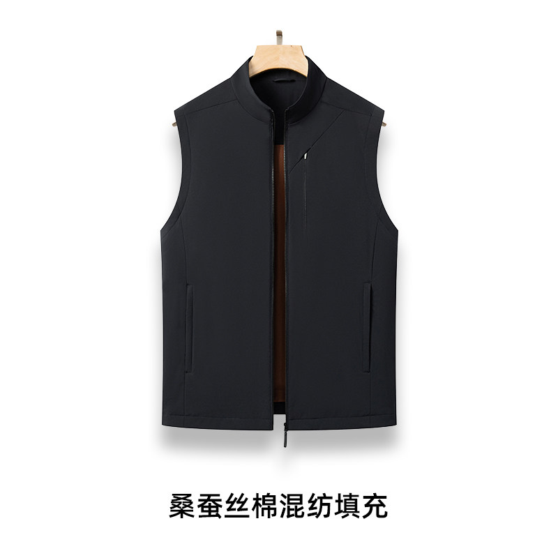 秋冬欧洲站立领薄款棉服马甲男无袖背心坎肩填充桑蚕丝棉时尚休闲,淘宝优惠券,粉丝福利购,淘宝优惠卷