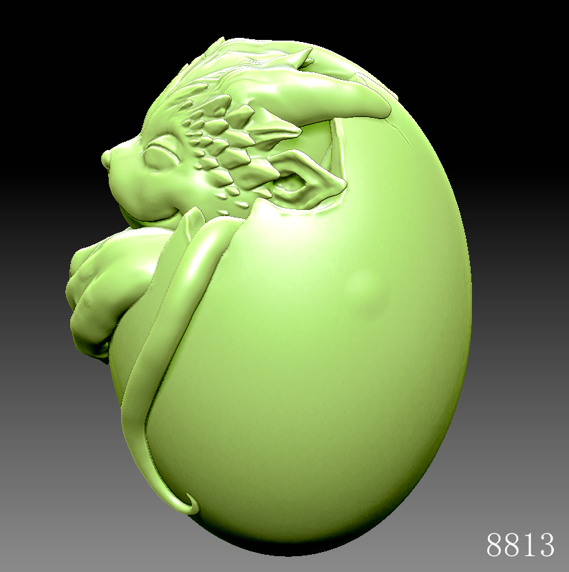 龙蛋编号8813圆雕图3d打印模型三维立体图stlobj格式雕刻图 - 图2
