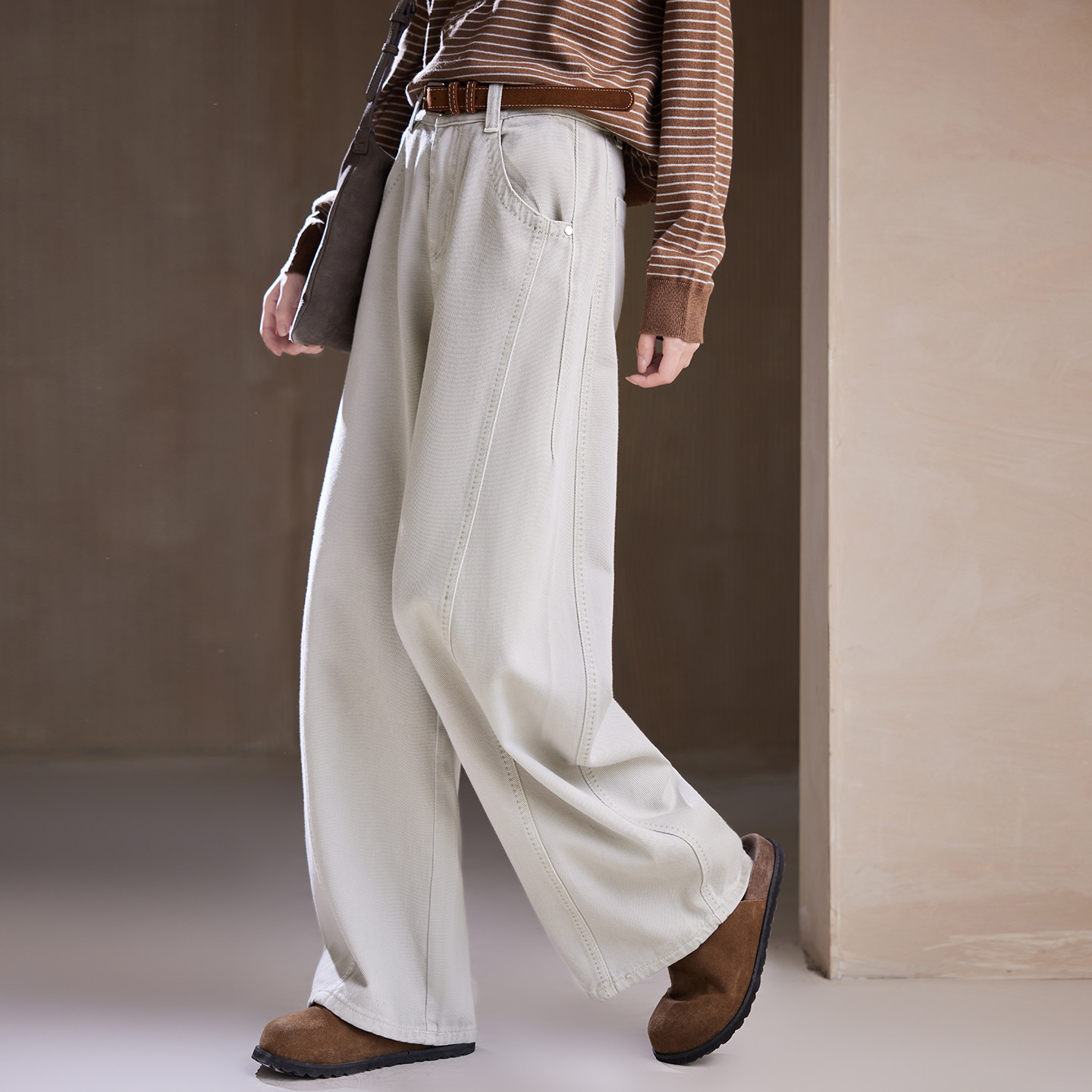 宝诗黎【新品价268元】腰带阔腿弯刀牛仔裤WW2001,淘宝优惠券,粉丝福利购,淘宝优惠卷