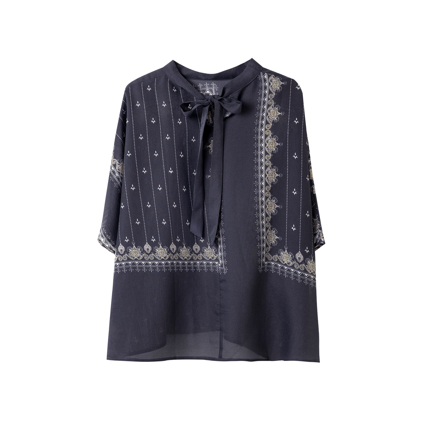 宝诗黎蝙蝠袖印花雪纺衫2026春季气质休闲慵懒宽松大码女装衬衣,淘宝优惠券,粉丝福利购,淘宝优惠卷