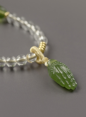 宫之词 清 和田碧玉白水晶琉璃珠手链珠宝手串原创国风设计手串女