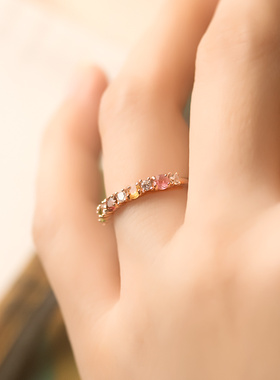 戒指指环开口可调节简约镶嵌碧玺