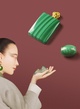 宫之词天然孔雀石平安扣路路通无事牌原创复古礼物珠宝吊坠