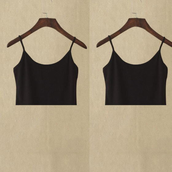 Solid color versatile suspender slim slim vest bottoming shirt