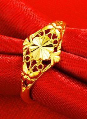 越南沙金真铜复古开口女士戒指